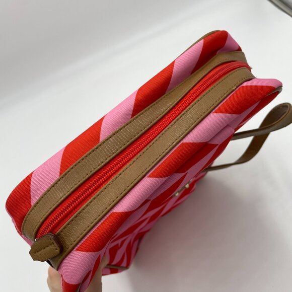 Stella & Dot Travel Bag FLAWS Chevron Stripes Jewelry Makeup Toiletries Pink - Picture 13 of 16